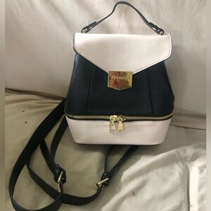 Steve Madden Convertible Backpack Purse/Handbag/Shoulder Bag Black & Cream NWOT
